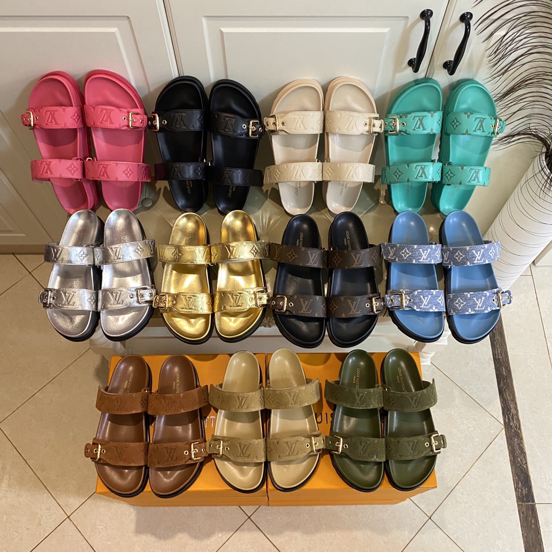 LV sheepskin monogram Slippers Sandals Flip Flops