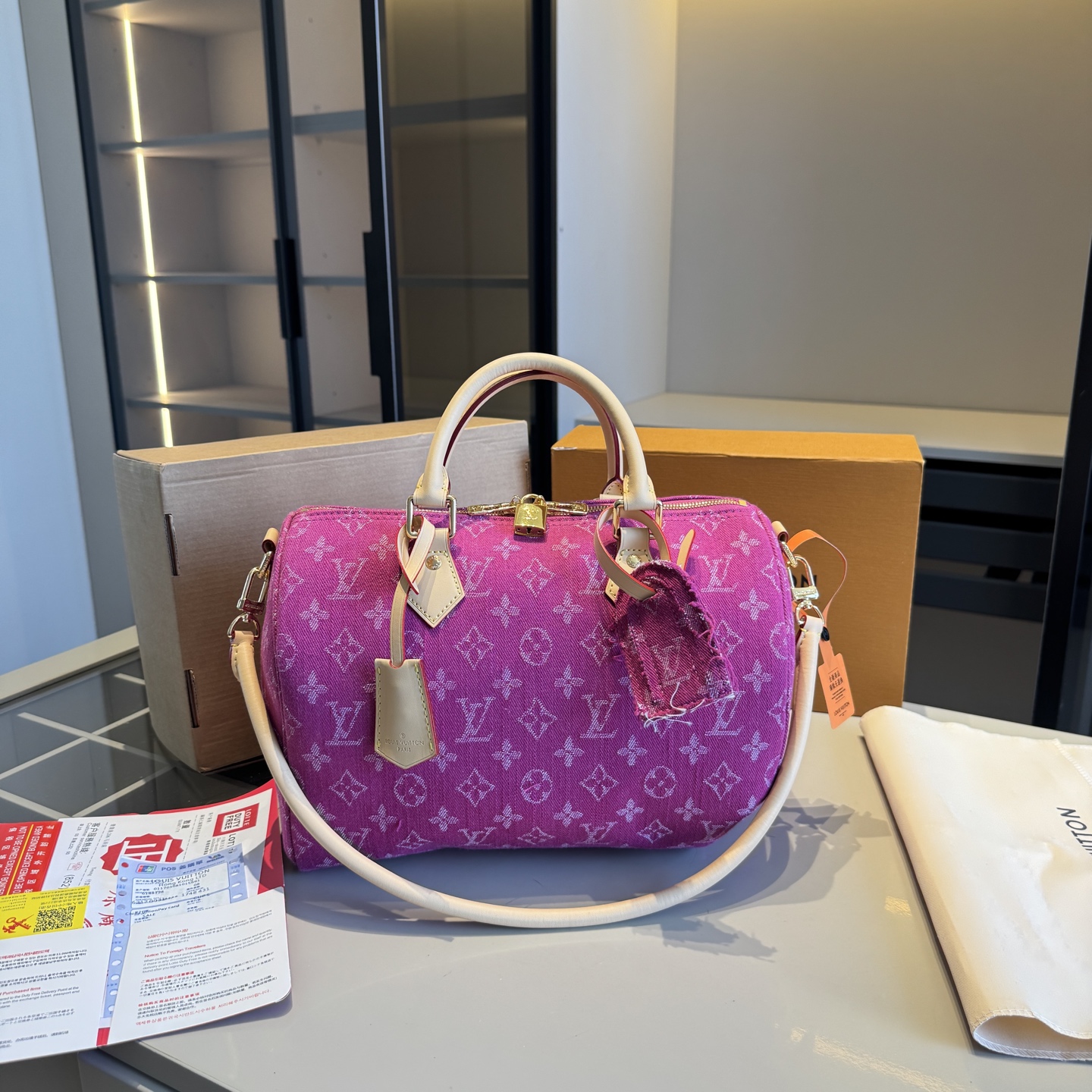 LV Denim Speedy 30 Pillow Bag