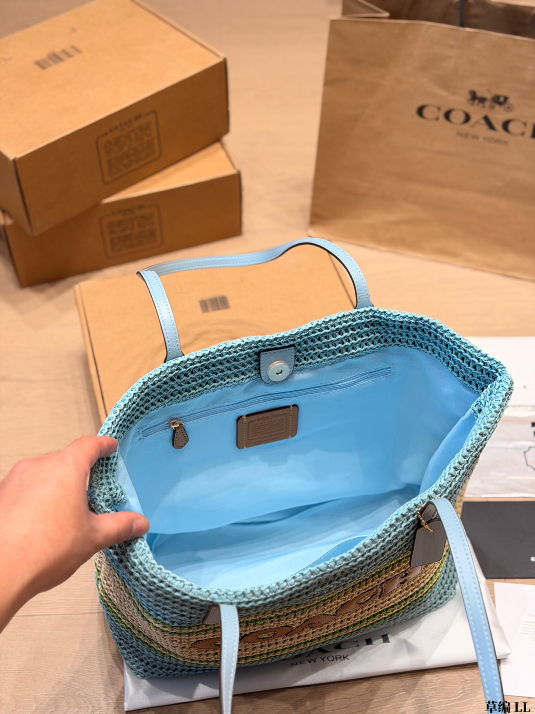Coach straw tote bag