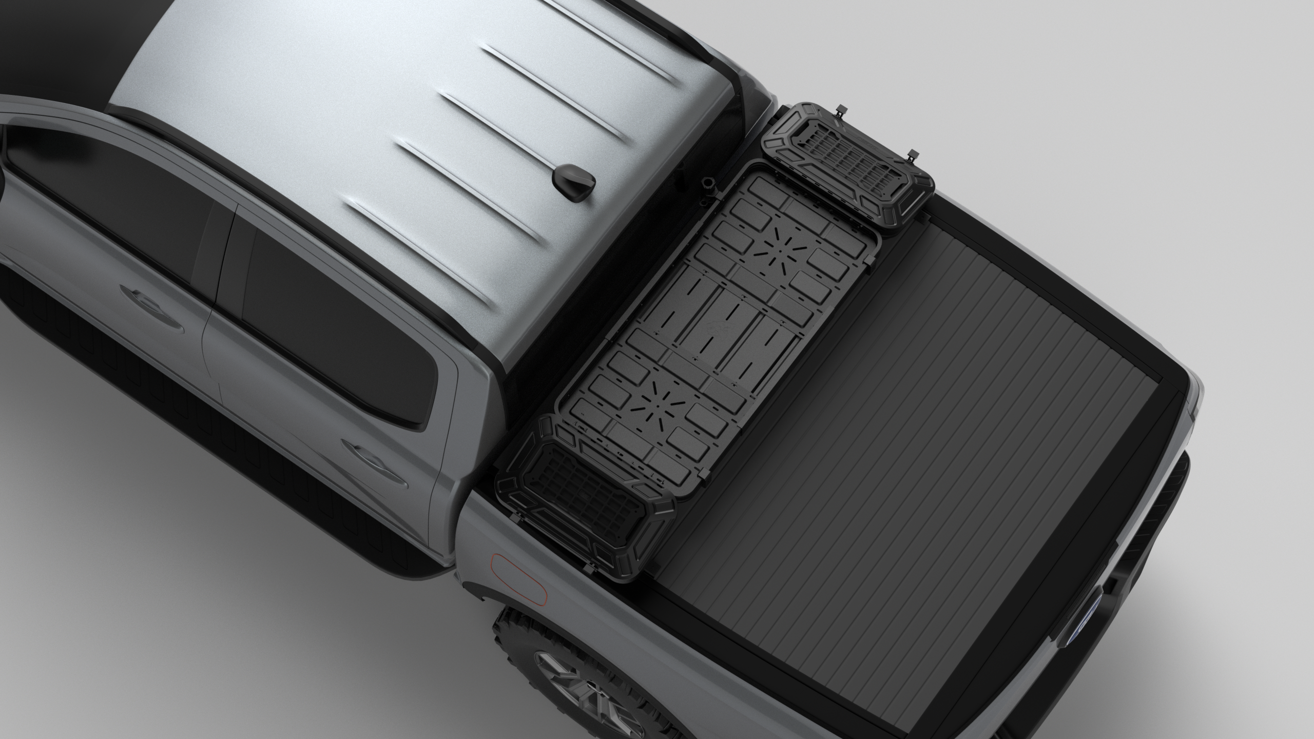 RAM 1500 Truck Bed Cargo Storage Rack - Trunk light Tool Box Tray Basket Lights on Tonneau Cover - JUSNDESIGN