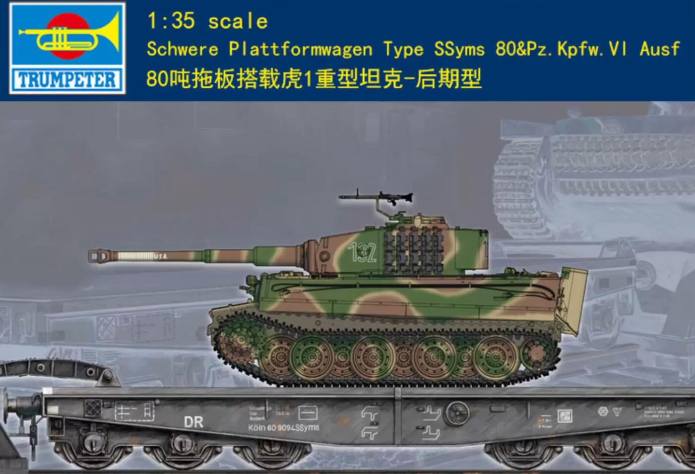 Trumpeter 00224 1/35 Scale Schwere Plattformwagen Type SSyms 80&Pz.Kpfw.VI Ausf