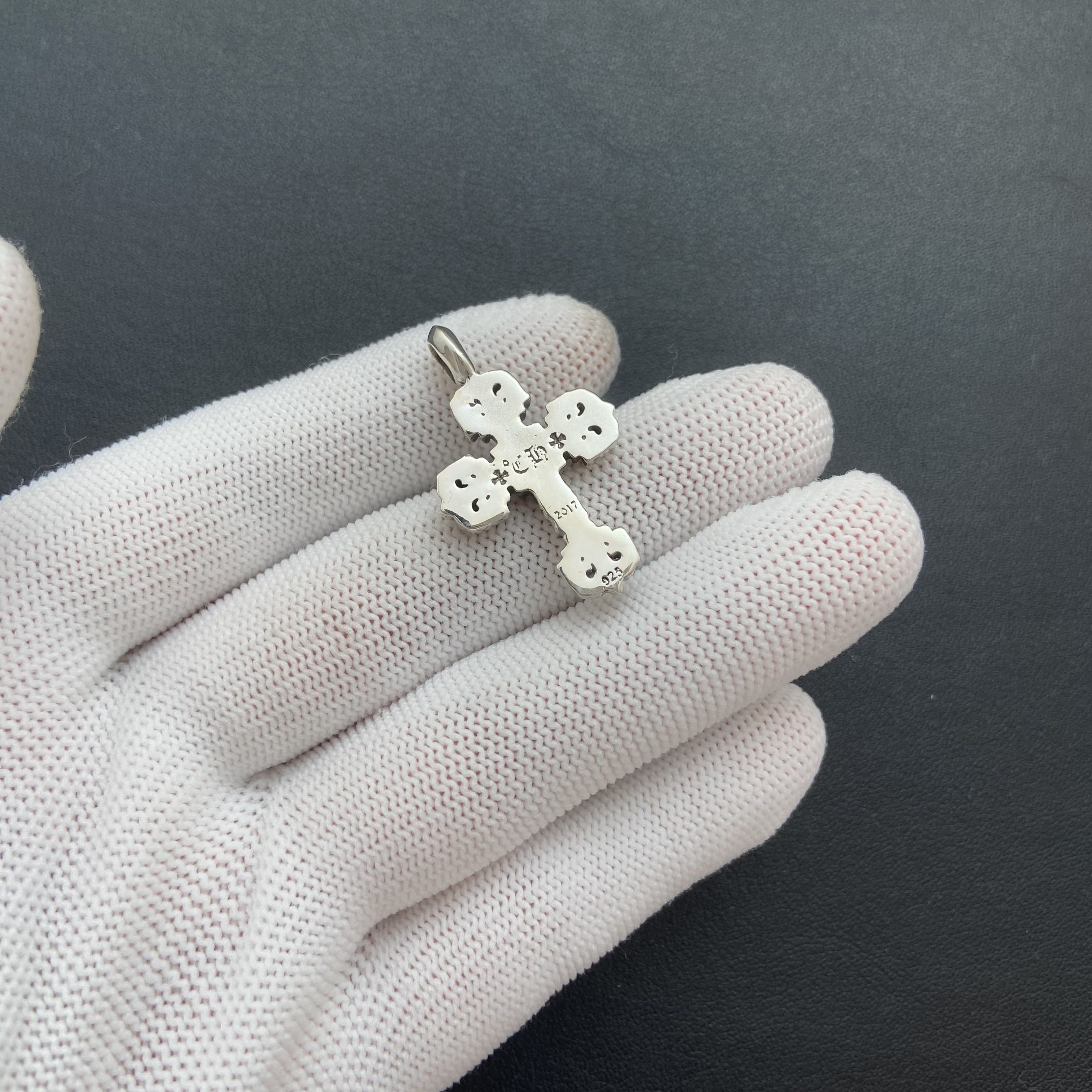 FILIGREE CROSS CHARM WITH LAB DIAMONDS