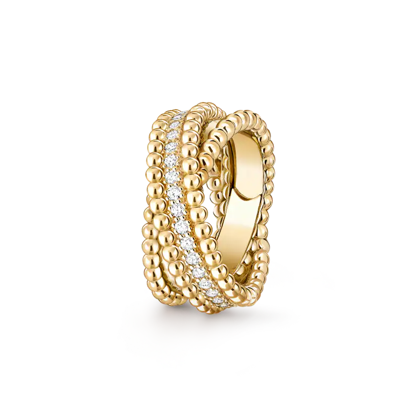 Van Cleef & Arpels Perlée diamonds duo ring