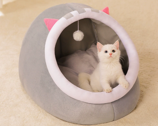 Home semi-enclosed removable and washable pet bed