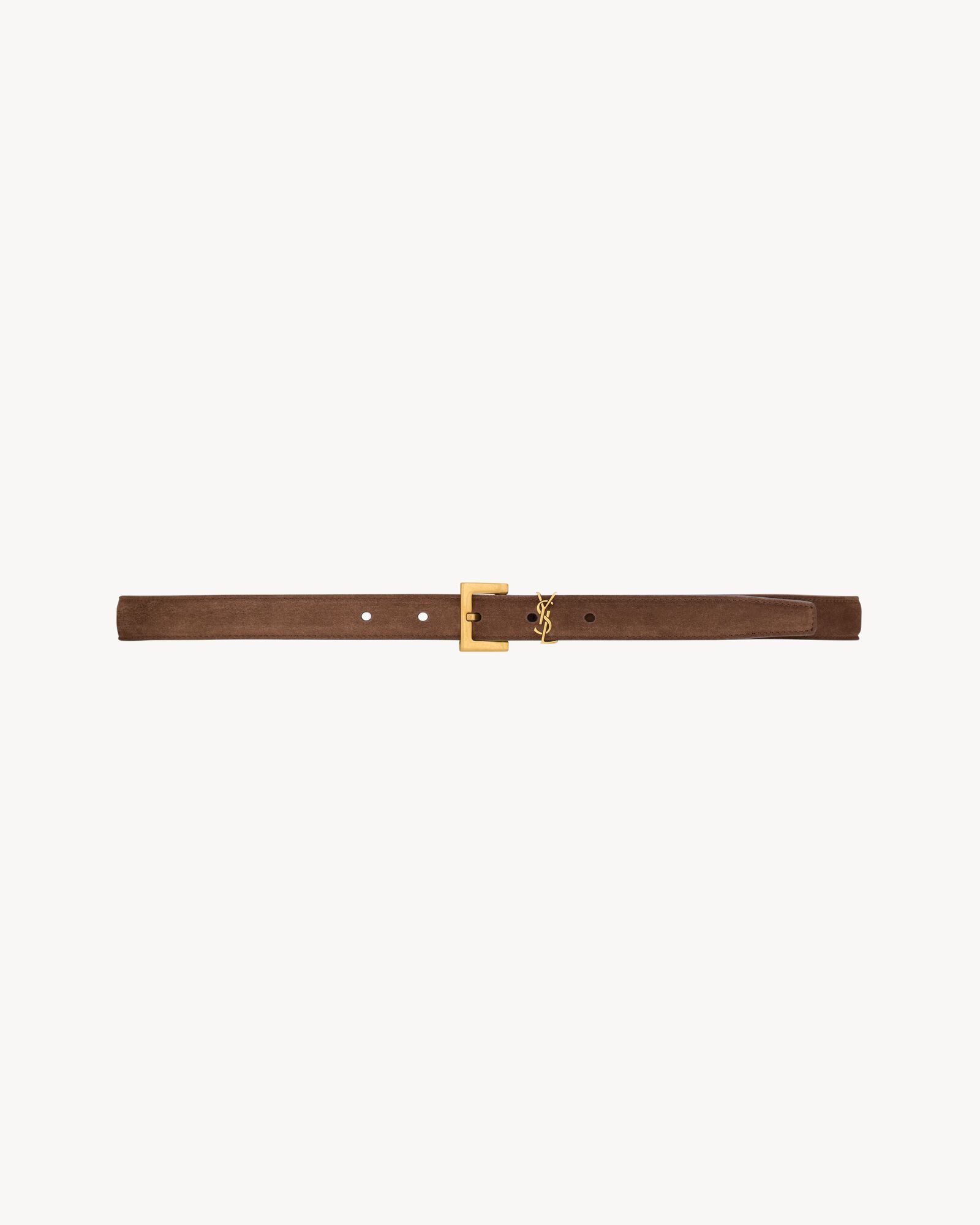 Saint Laurent logo square buckle suede narrow belt