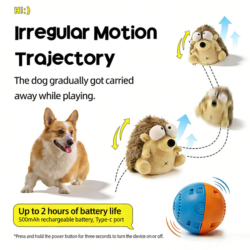 Electric plush vibrating ball toy for puppies, Bichon Frises, and Teddy bears.