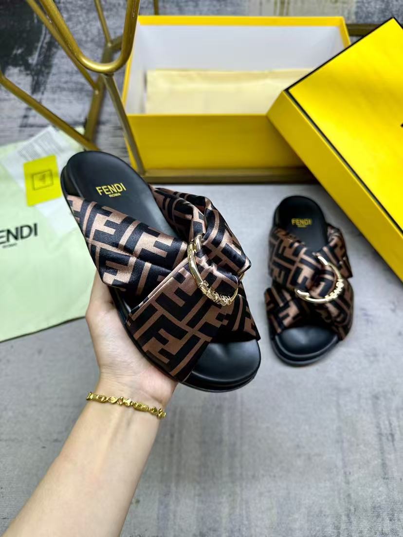 Fendi silk slippers