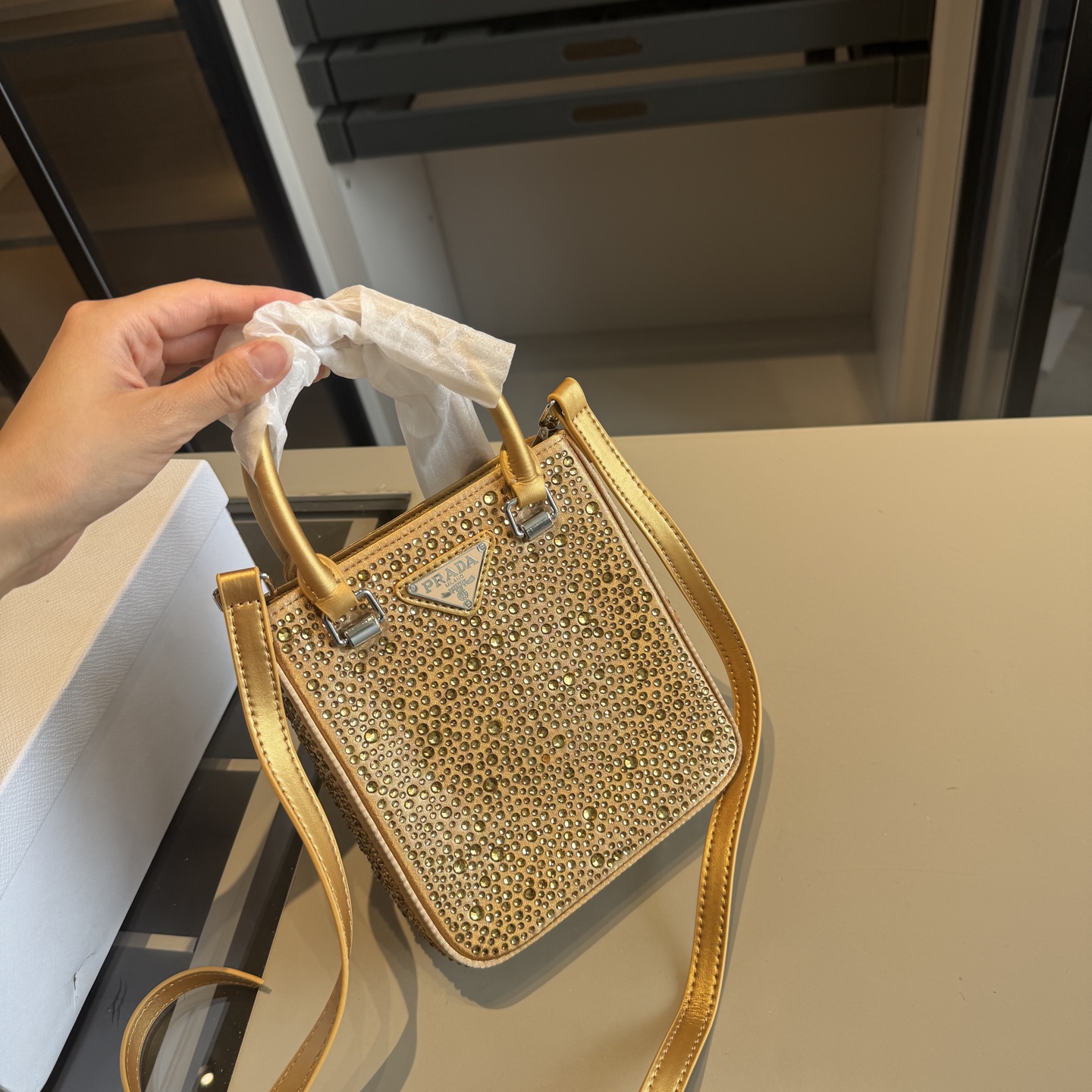 Prada Rhinestone Series Sparkling Mini Tote Bag