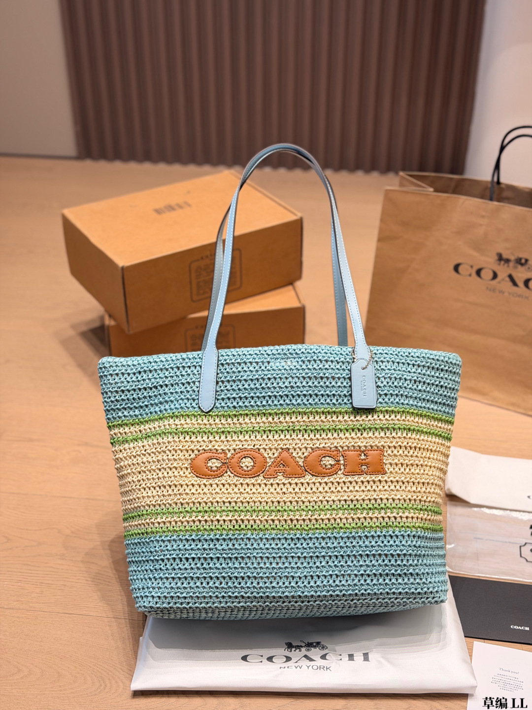 Coach straw tote bag