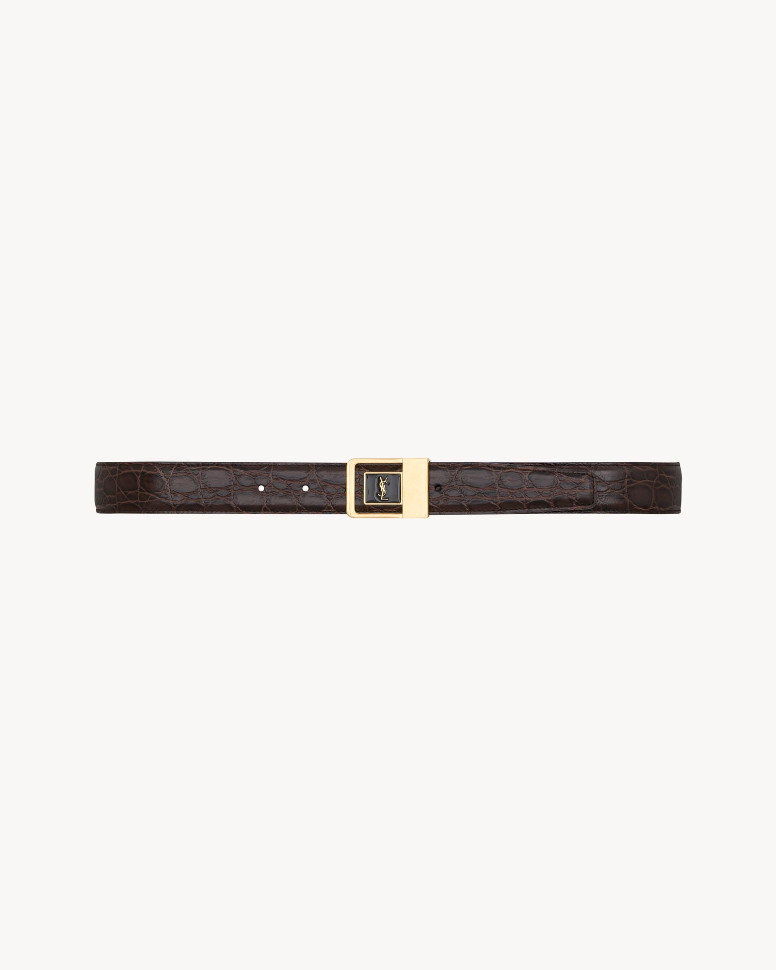 Saint Laurent LA 66 Crocodile-embossed leather buckle belt
