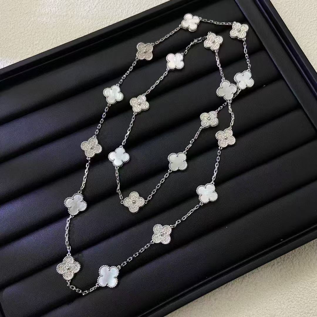 VAC Van Cleef & Arpels Full Diamond * White Fritillary 20-flower necklace