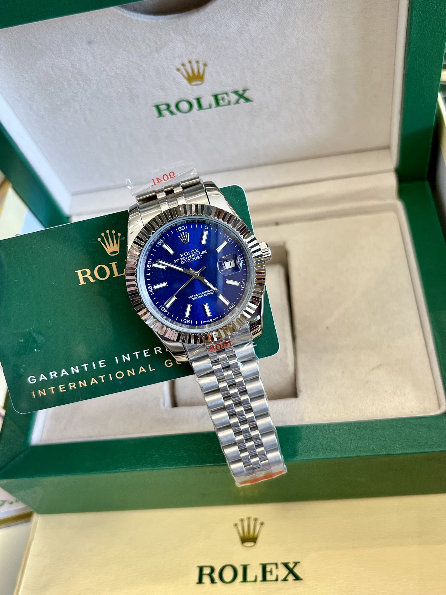 Rolex Datejust Blue Dial Jubilee 18K White Gold Bezel Watch