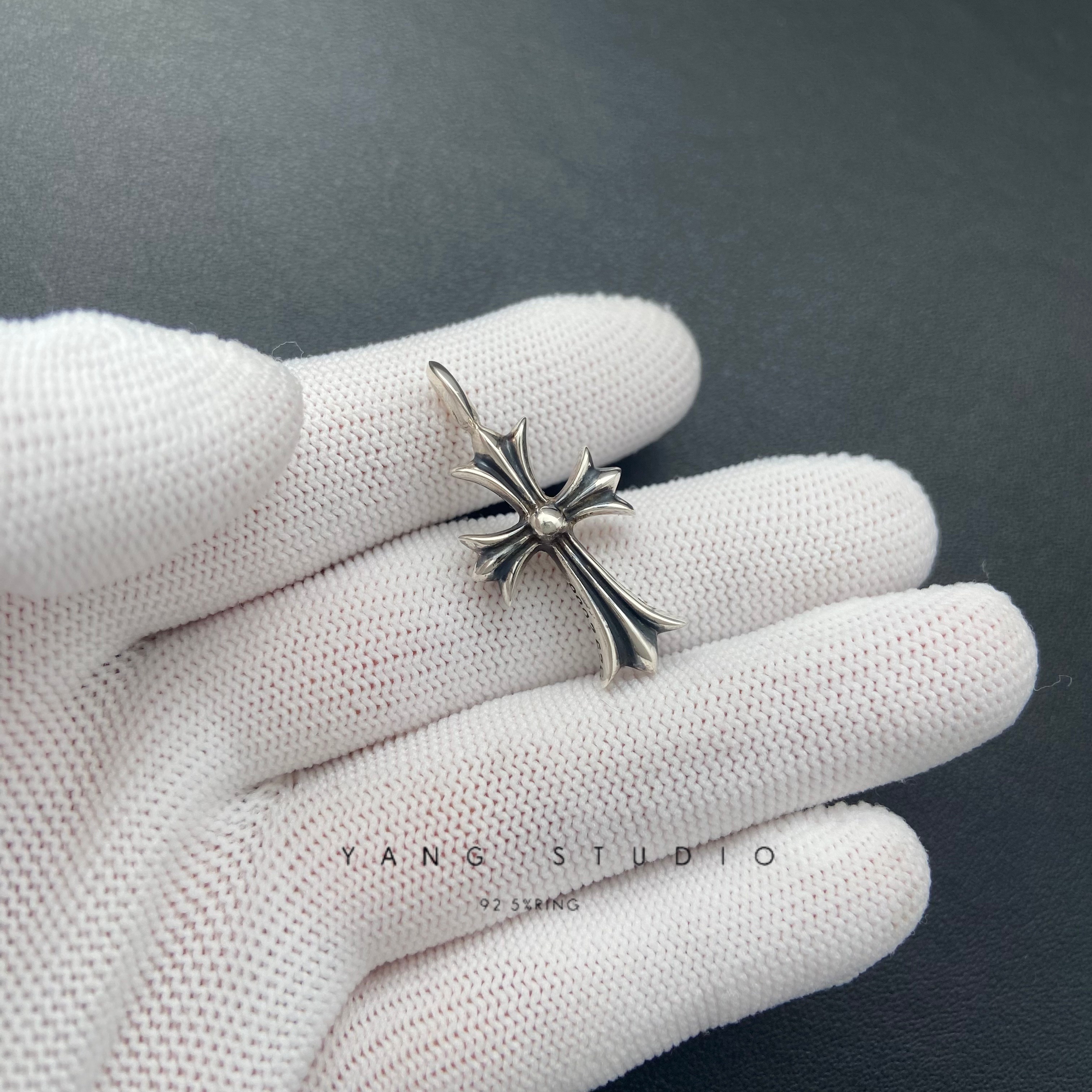 SMALL CROSS CHARM WITH LAB DIAMONDS