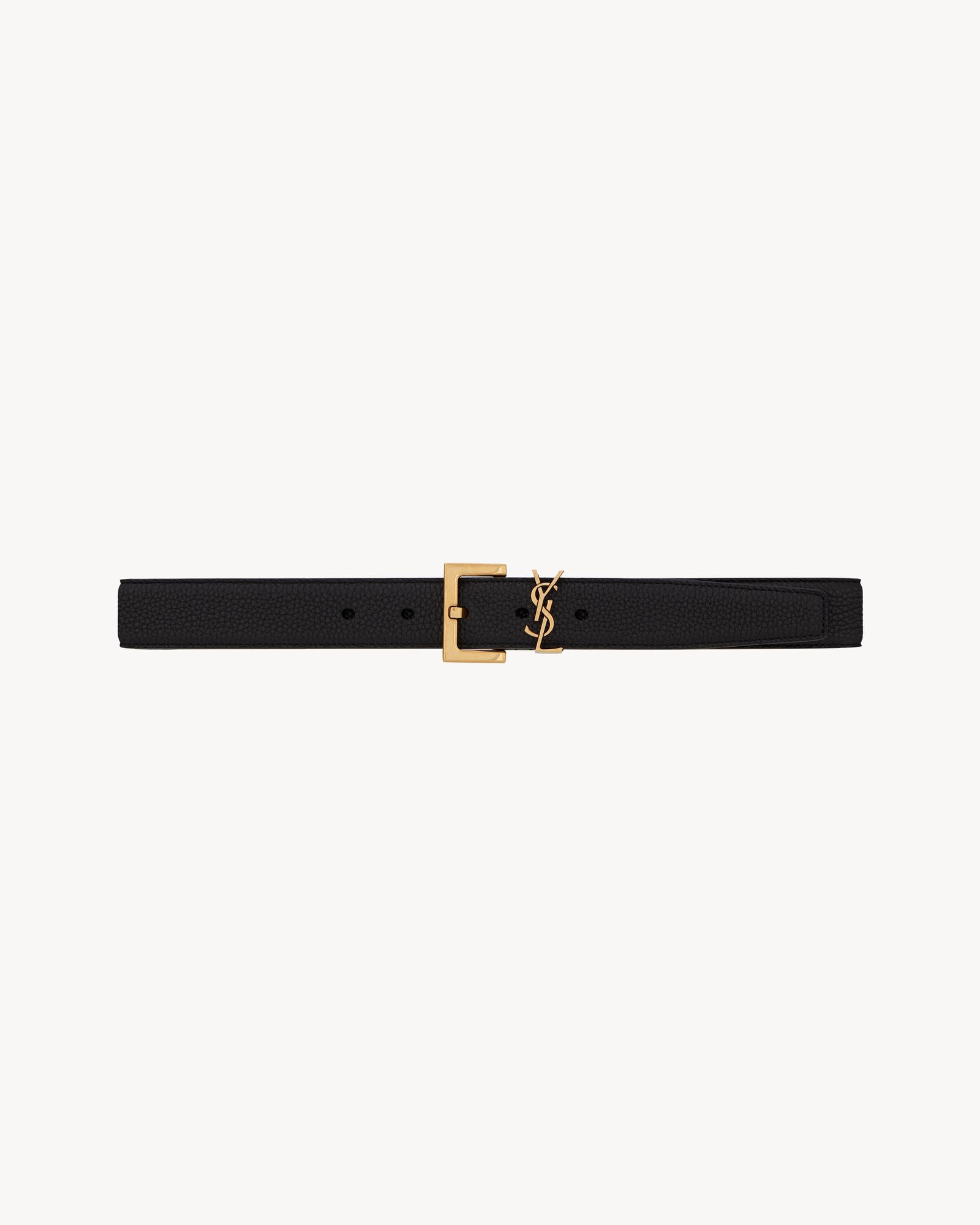 Saint Laurent logo square buckle leather belt