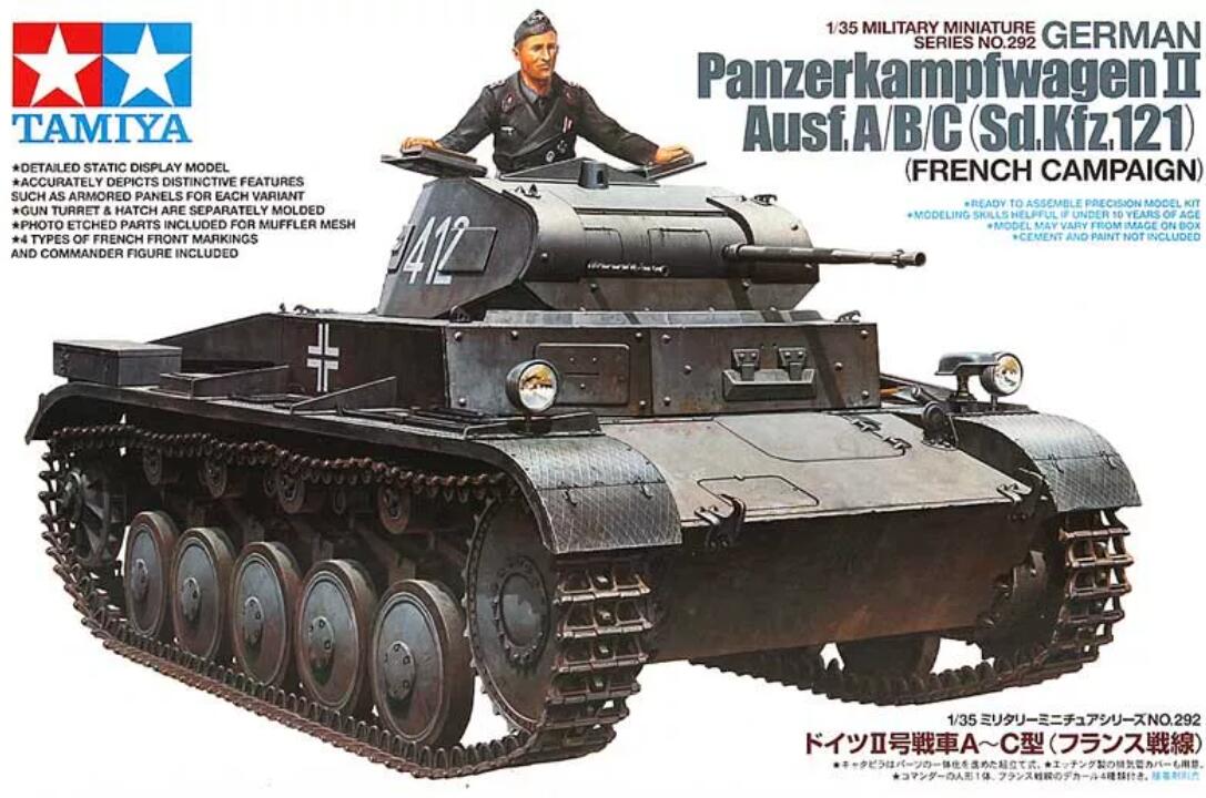 Tamiya Model 35292 1/35 WWII German Tank Pzkw II Ausf. A/B/C (Sd.Kfz.121)