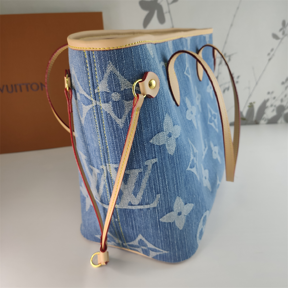 Louis Vuitton denim Canvas Large Neverfull Tote Bag