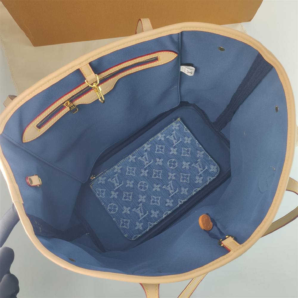 Louis Vuitton denim Canvas Large Neverfull Tote Bag