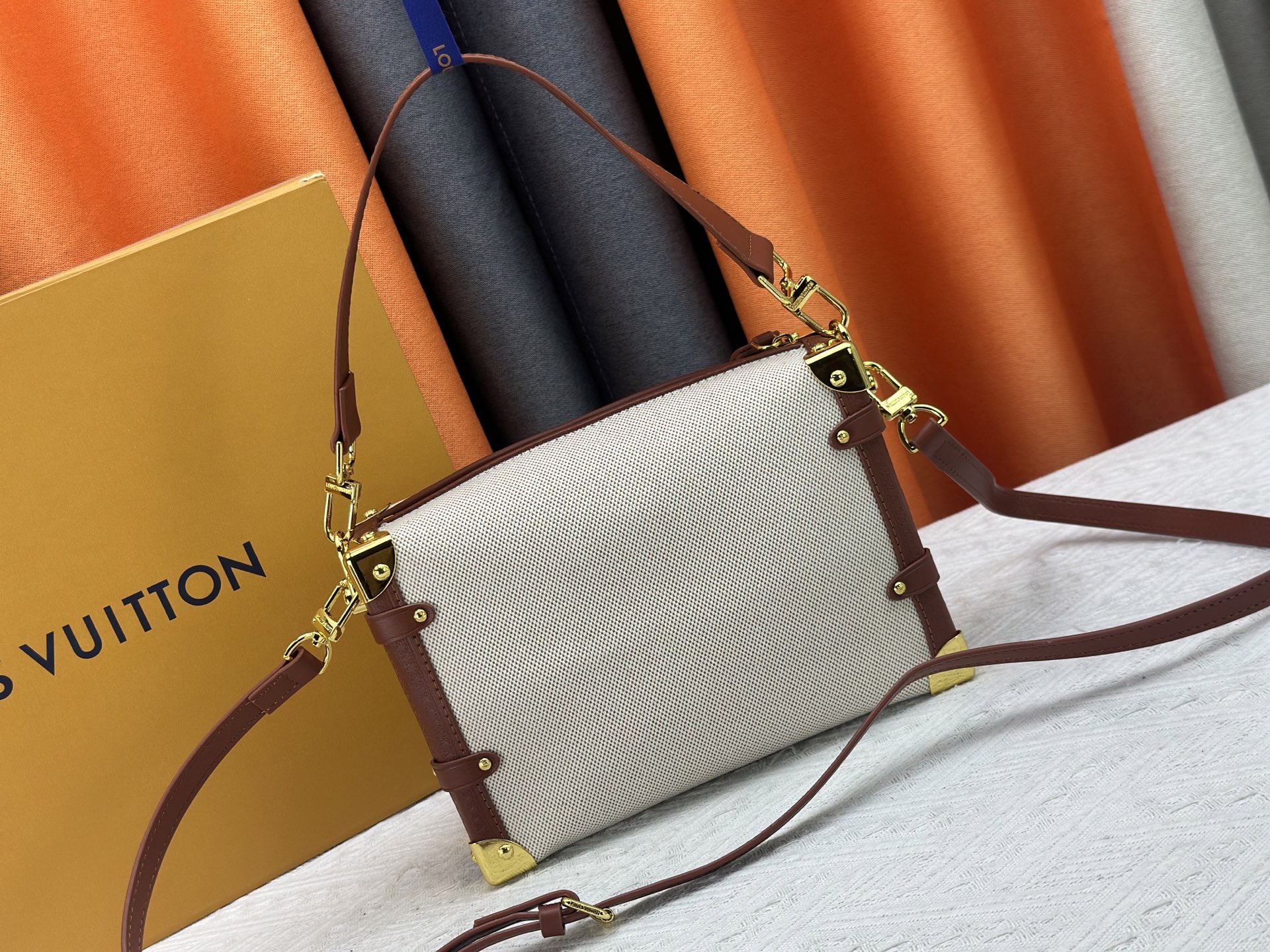 Louis Vuitton LV Side Trunk Natural Canvas S-lock Shoulder Bag
