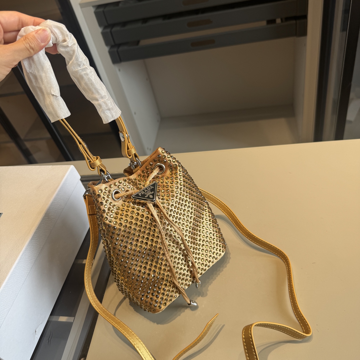 Prada Rhinestone series bucket bags