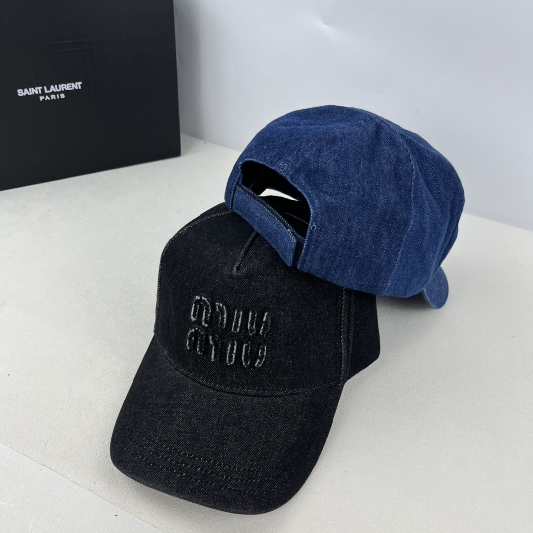 Miumiu washed denim baseball cap
