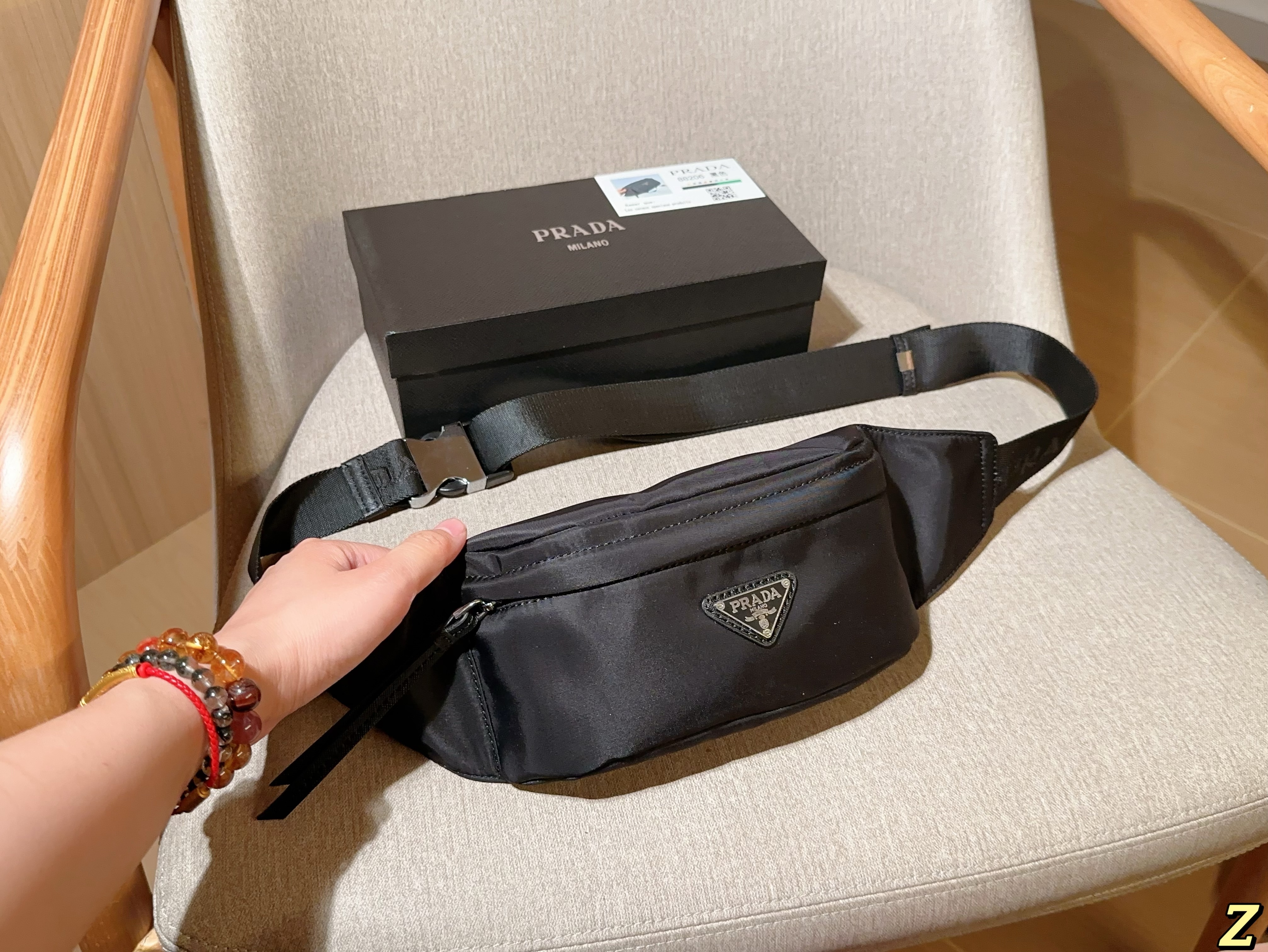 Prada nylon waterproof fabric crossbody waist bag