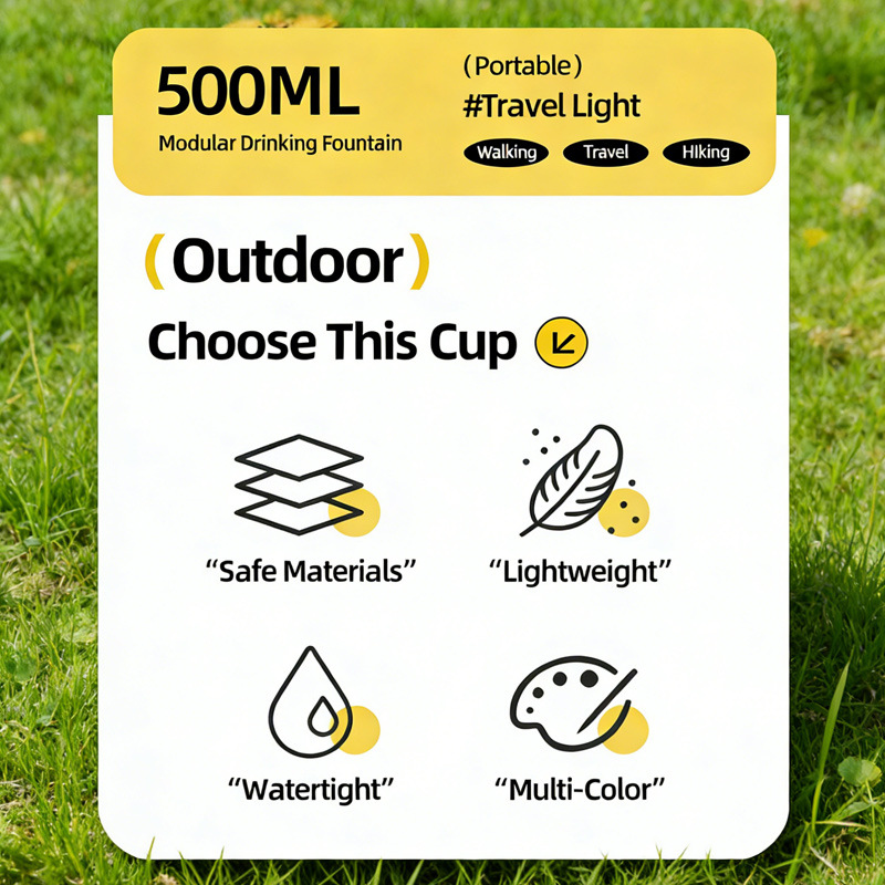 Foldable, modular pet water bottle, suitable for outdoor use, perfect for dogs and cats.500