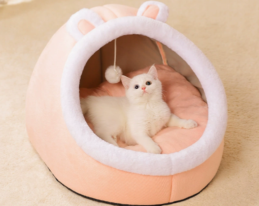 Home semi-enclosed removable and washable pet bed