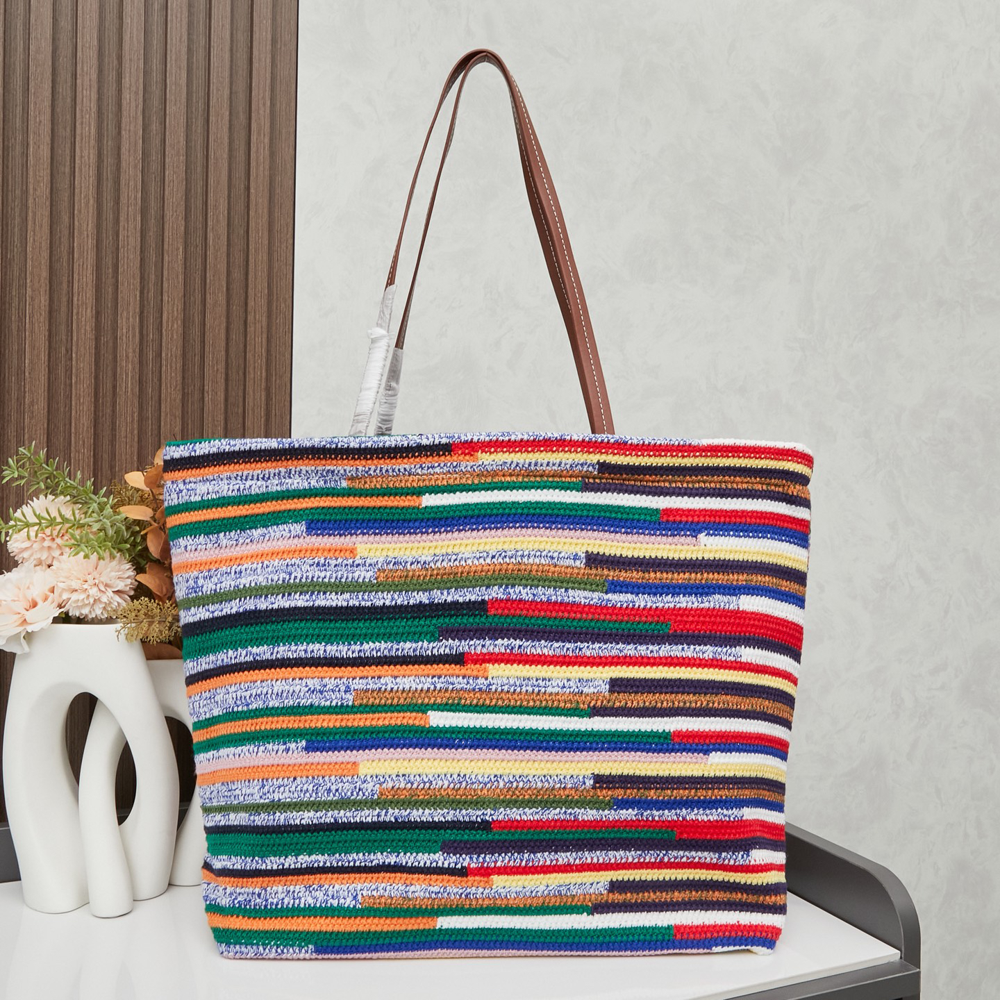 Miumiu Crochet Rainbow Tote Bag