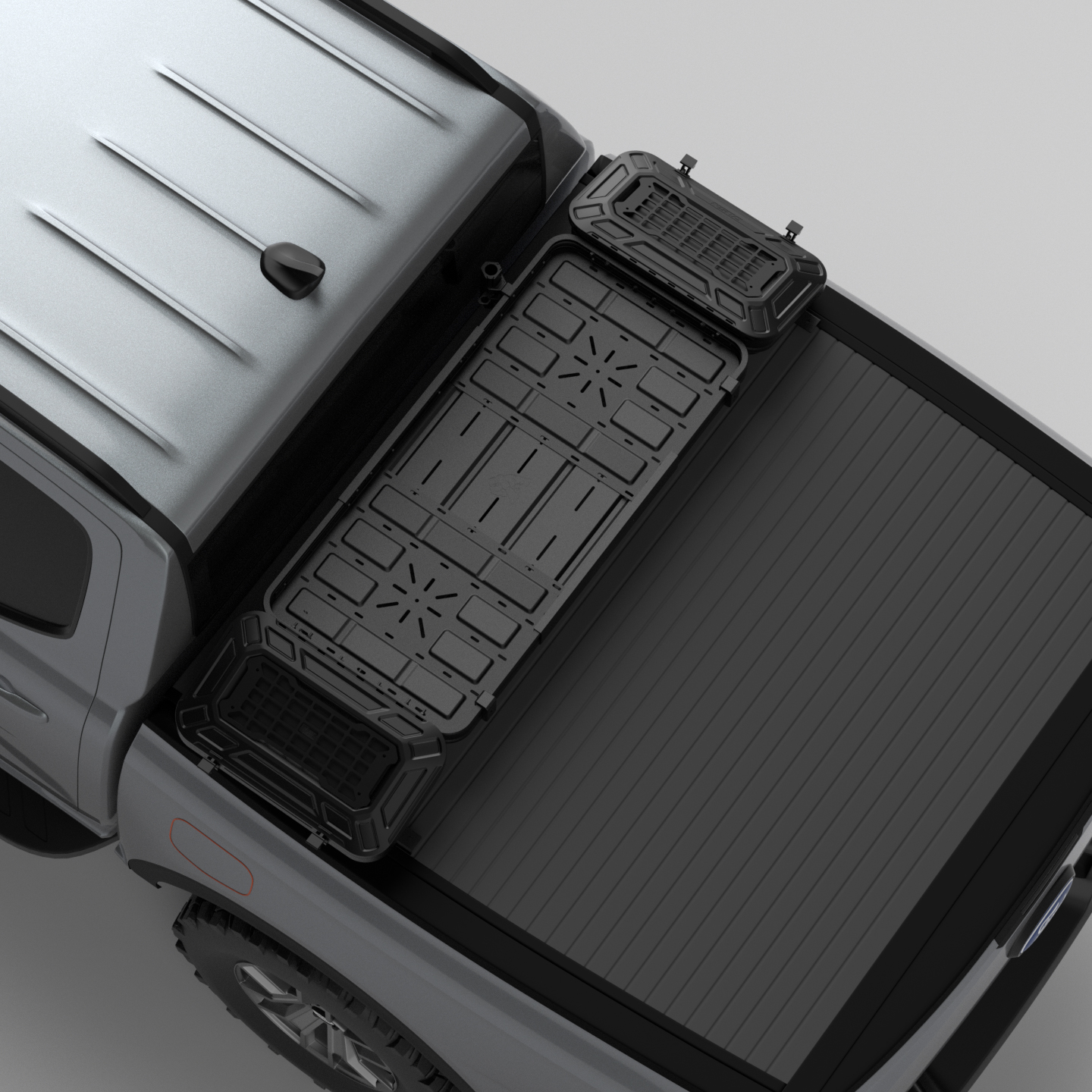RAM 1500 Truck Bed Cargo Storage Rack - Trunk light Tool Box Tray Basket Lights on Tonneau Cover - JUSNDESIGN