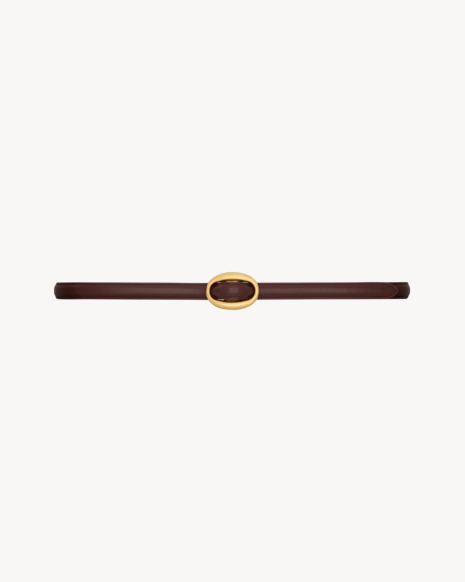 Saint Laurent Oval Buckle Smooth Leather Double-Sided Narrow Belt