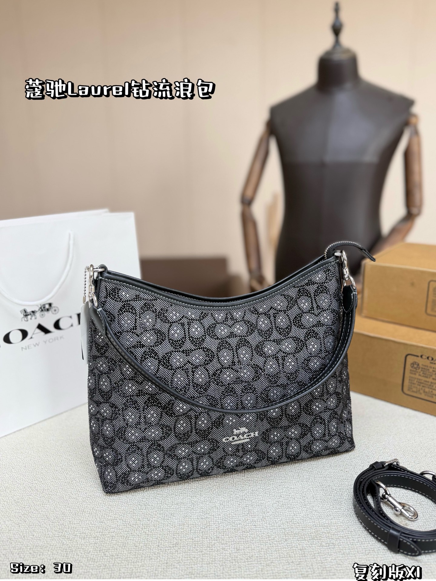 Coach Laurel Rhinestone Hobo Bag