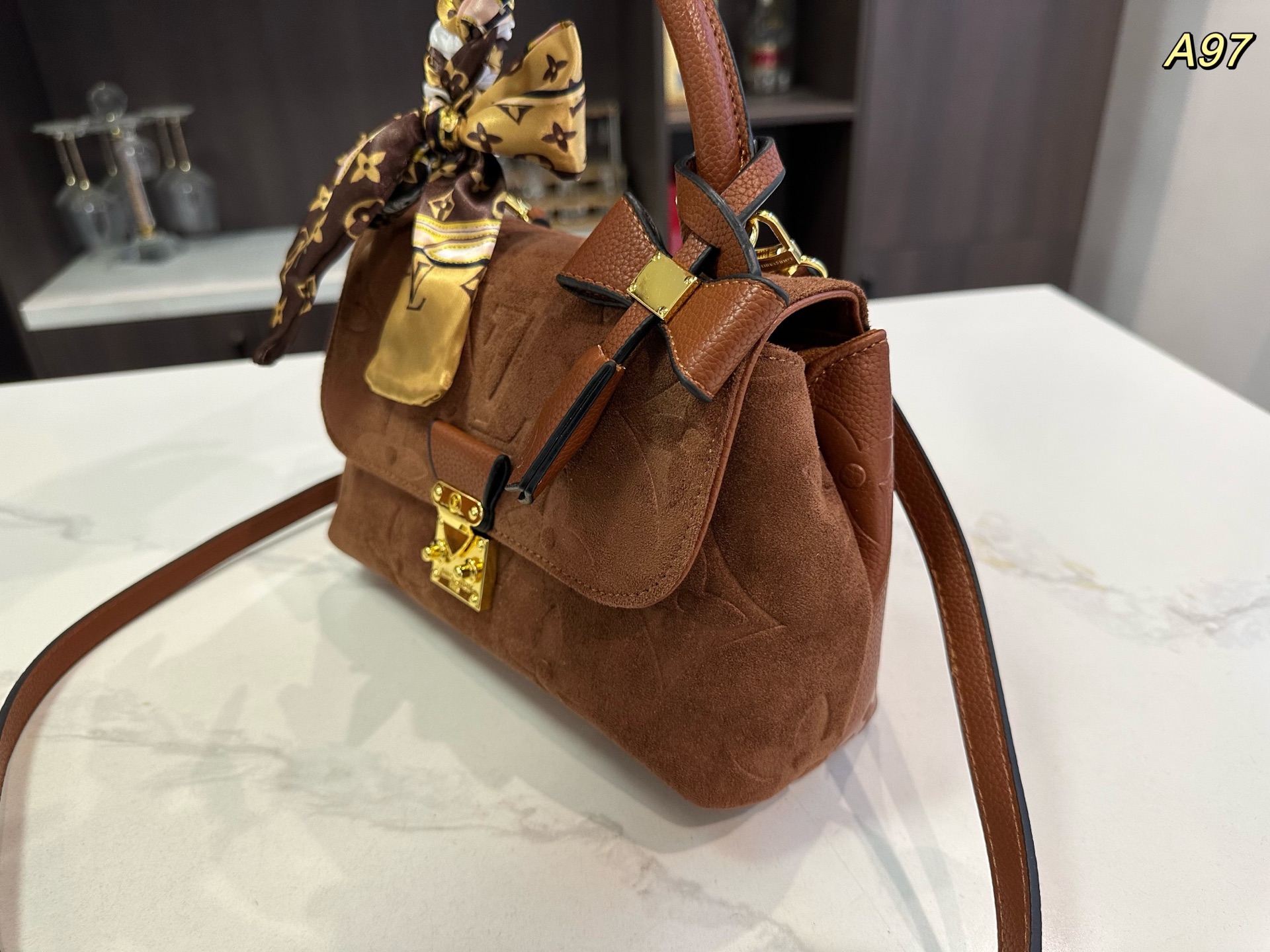 LV Madeleine BB suede handbag