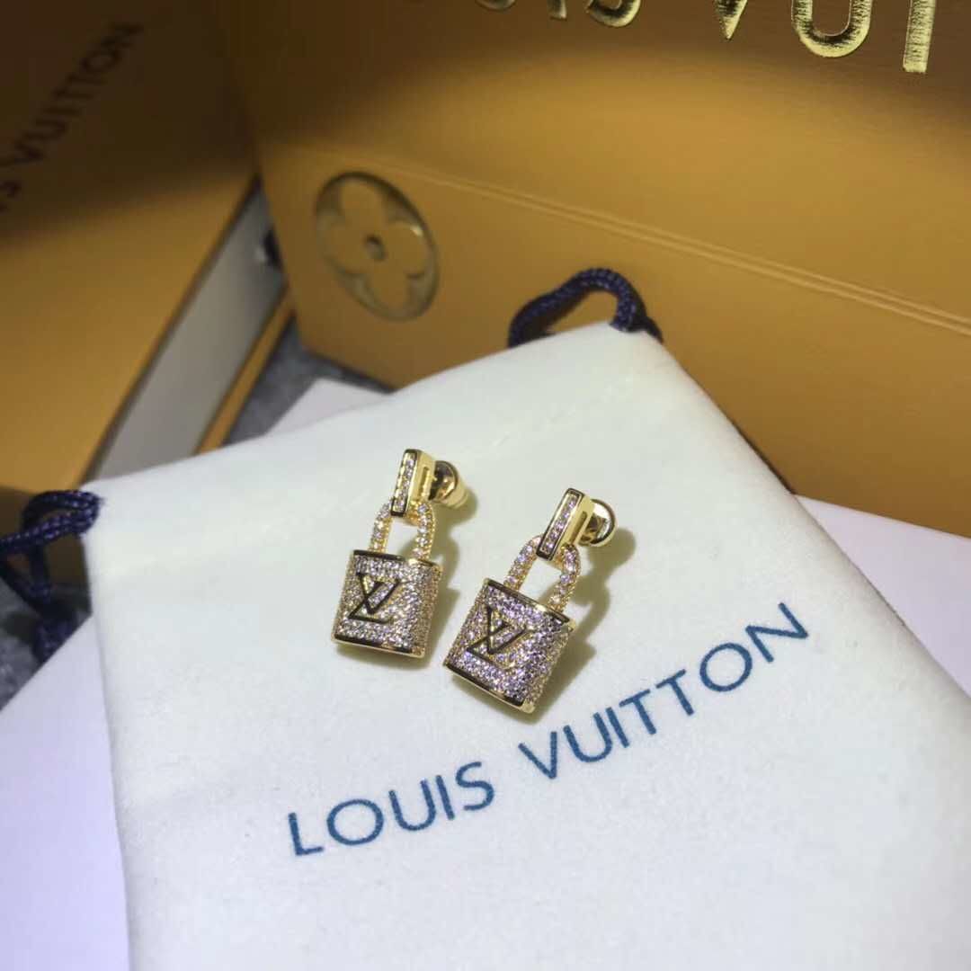 LV gold lock earrings