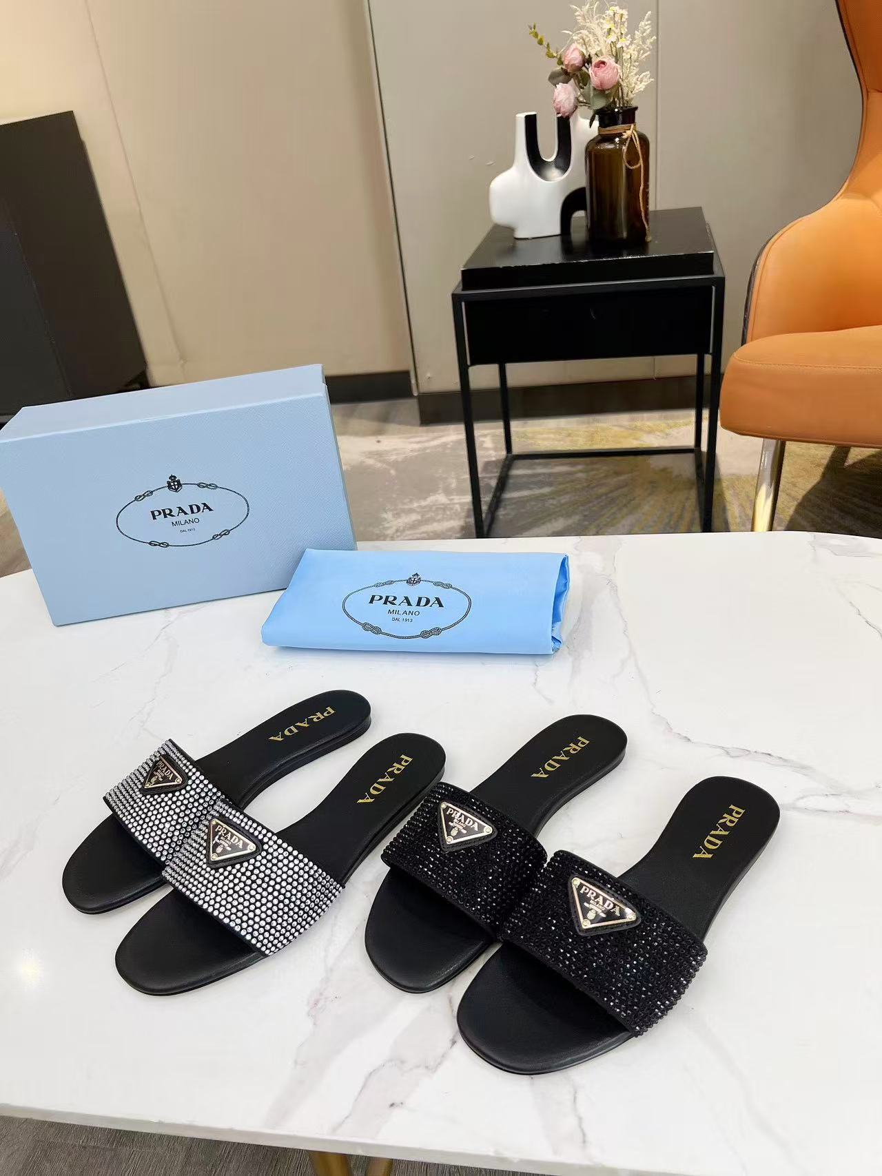Prada crystal slippers