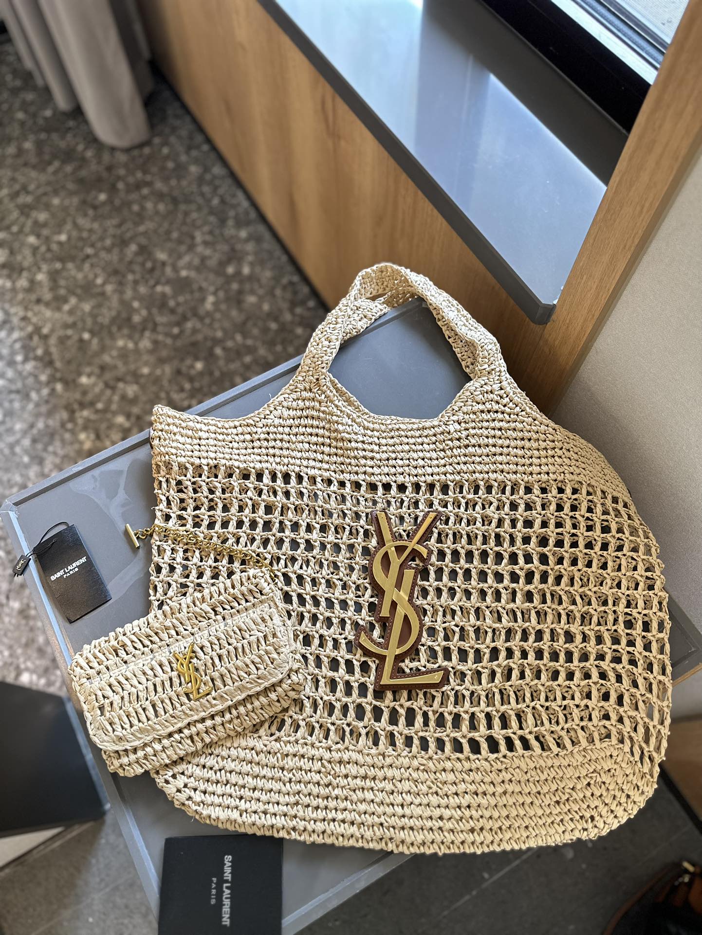YSL Woven Canvas Tote Bag