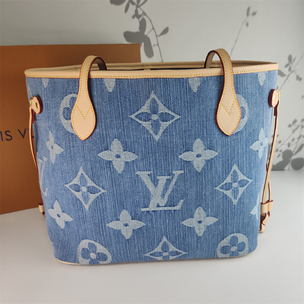 Louis Vuitton denim Canvas Large Neverfull Tote Bag