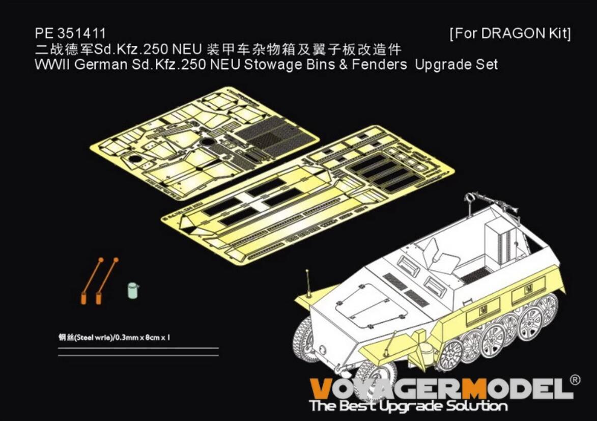 Voyager 1/35 PE351411 WWII German Sd.Kfz.250 NEU Stowage Bins Fenders For Dragon