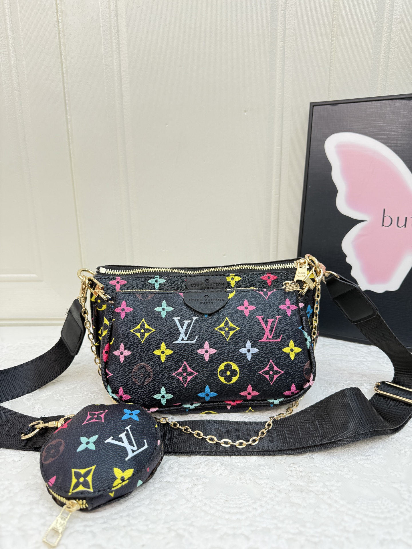 LV tricolor baguette crossbody bag