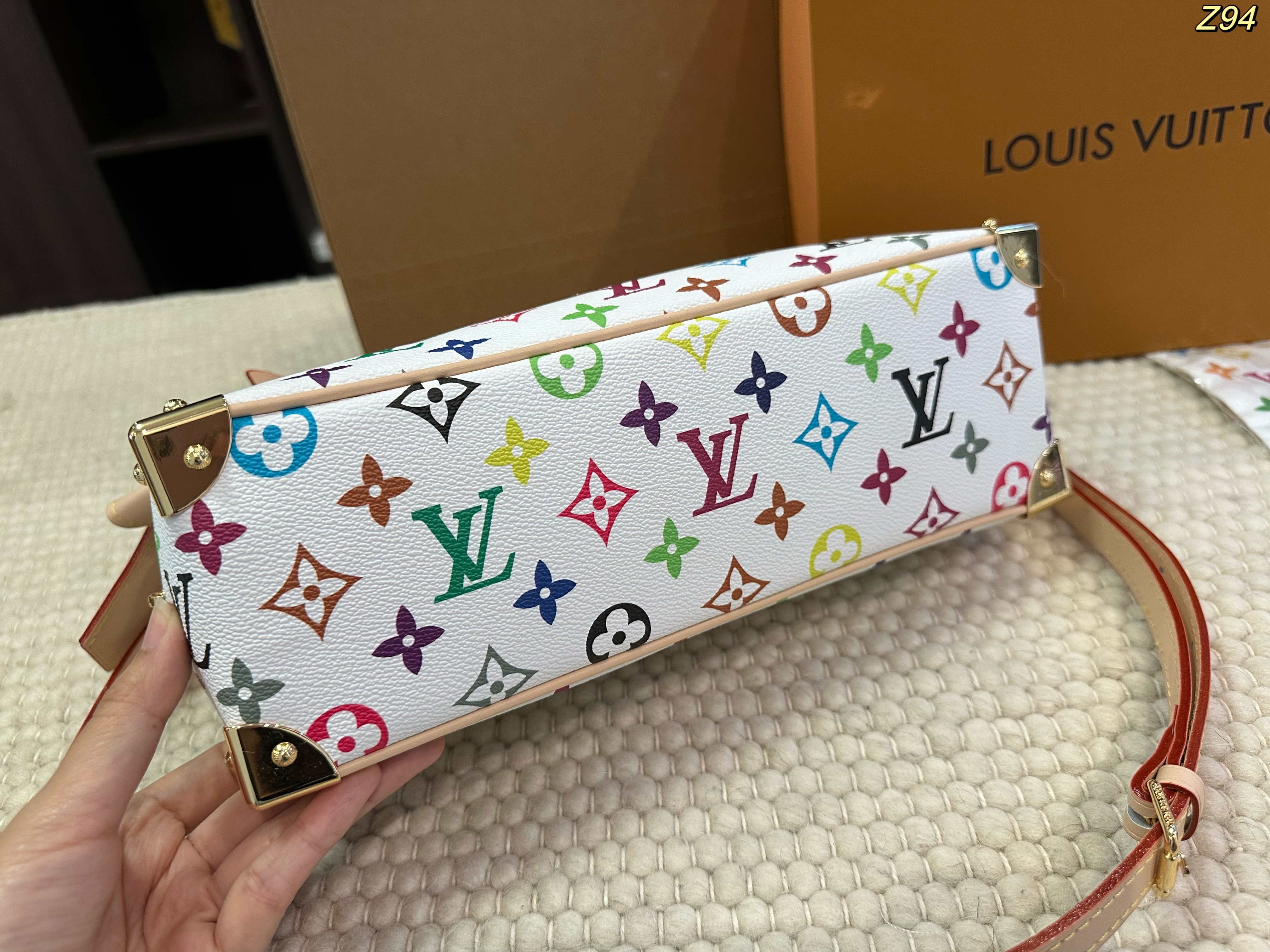 LV Murakami White Tricolor Bowling Bag