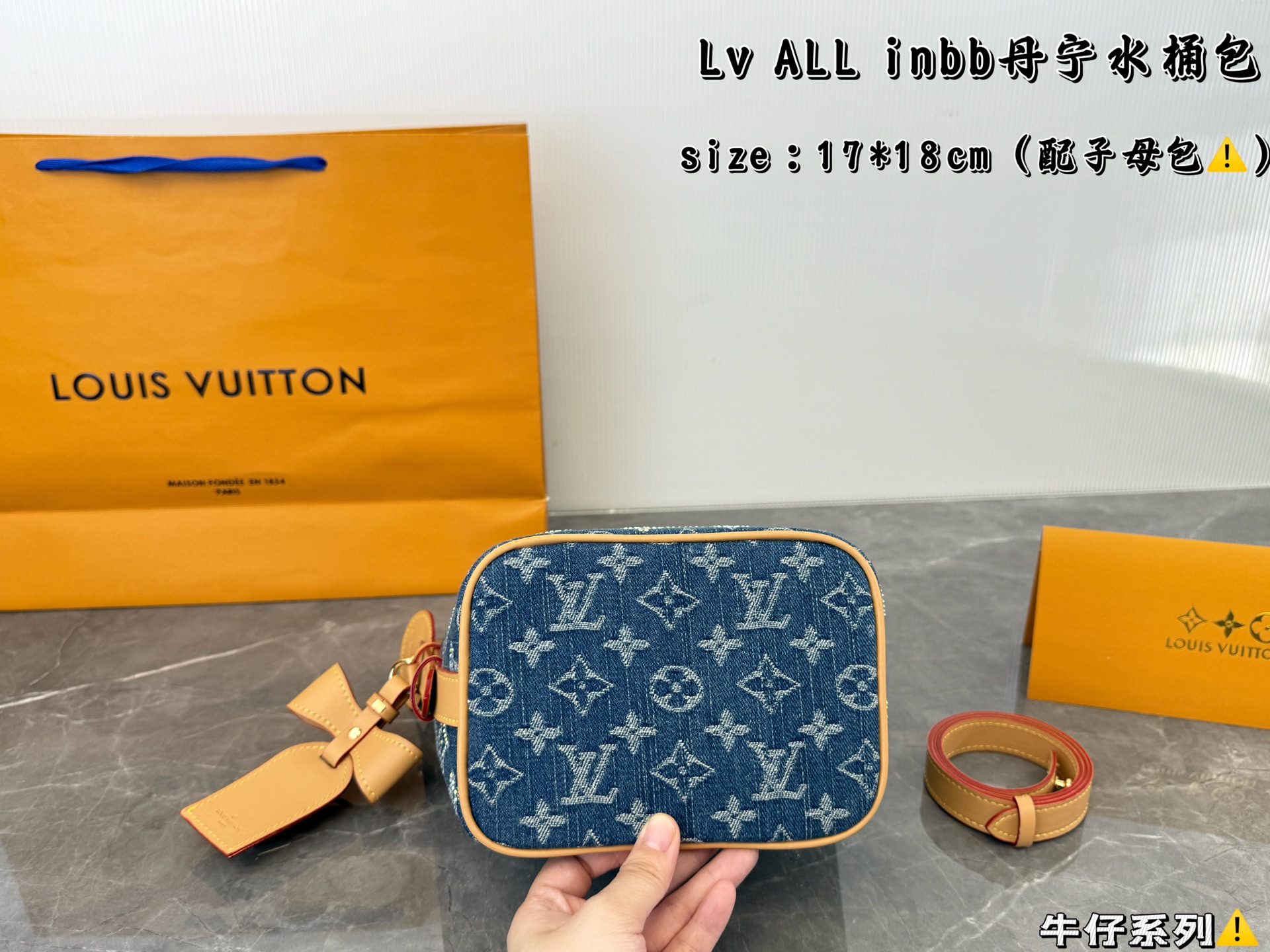 LV All In BB Denim bucket bag