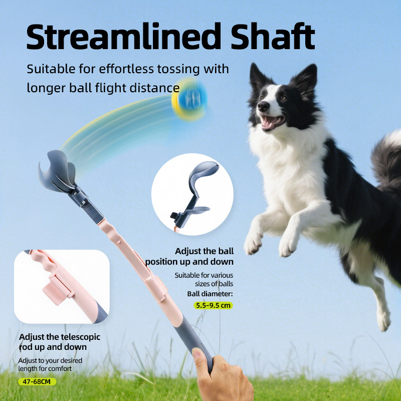 Adjustable pet ball-throwing stick for dogs