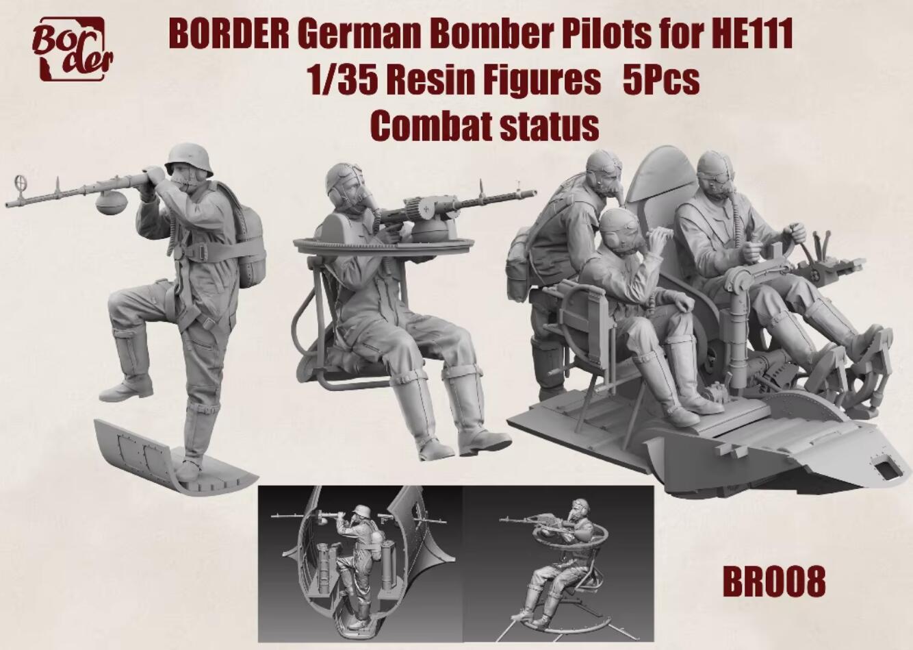 Border BR-008 1/35 Pilots Resin Figures Combat Status(5pcs）For He 111H-6 BF-018