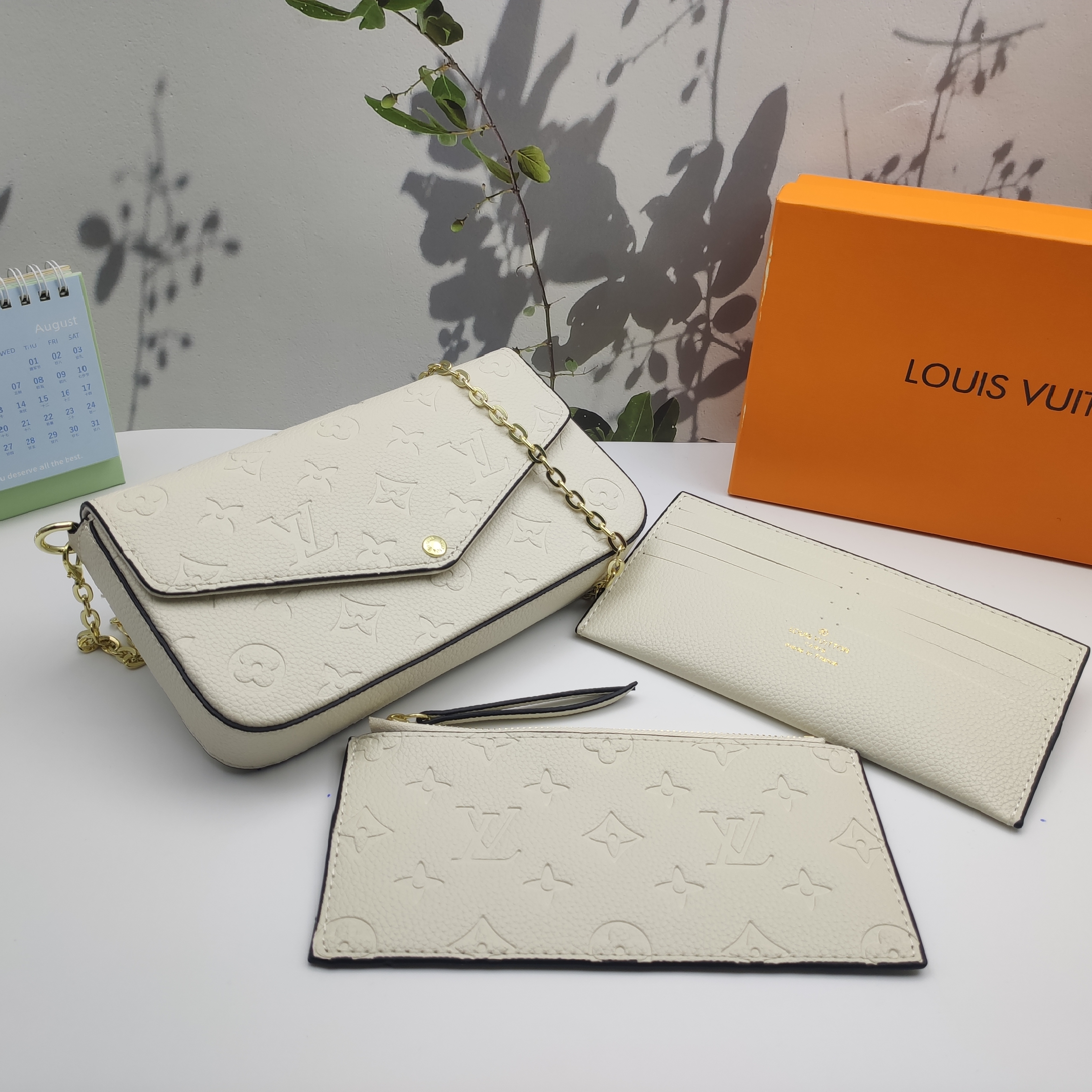 LV Louis Vuitton Félicie Pochette Monogram Canvas Fuchsia Crossbody Bag