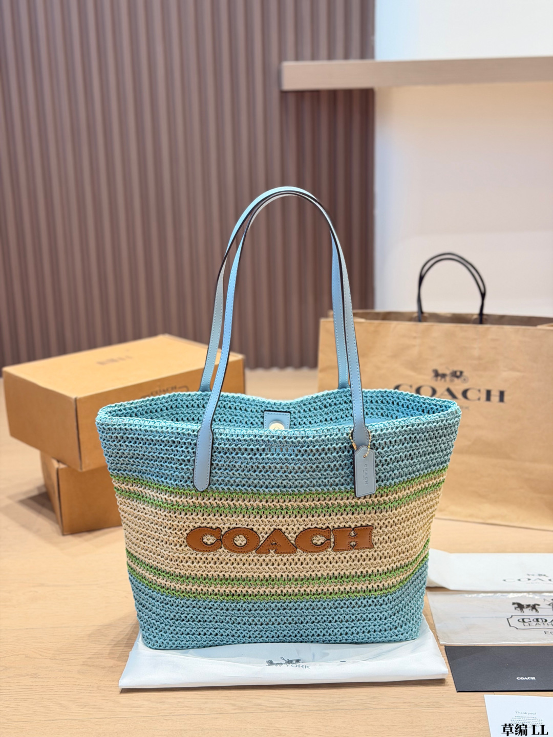 Coach straw tote bag