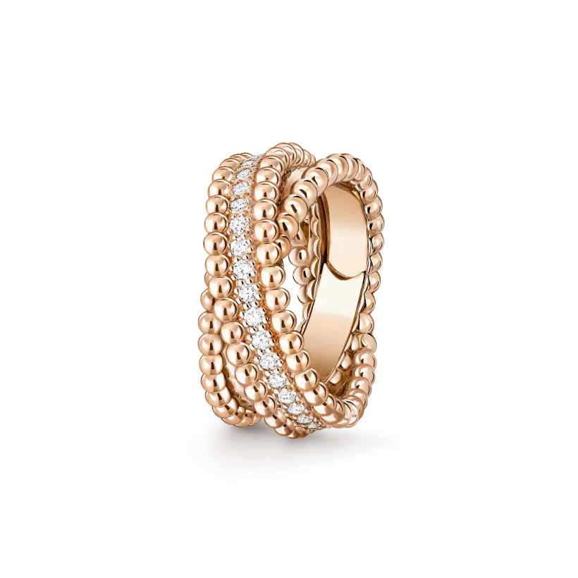 Van Cleef & Arpels Perlée diamonds duo ring