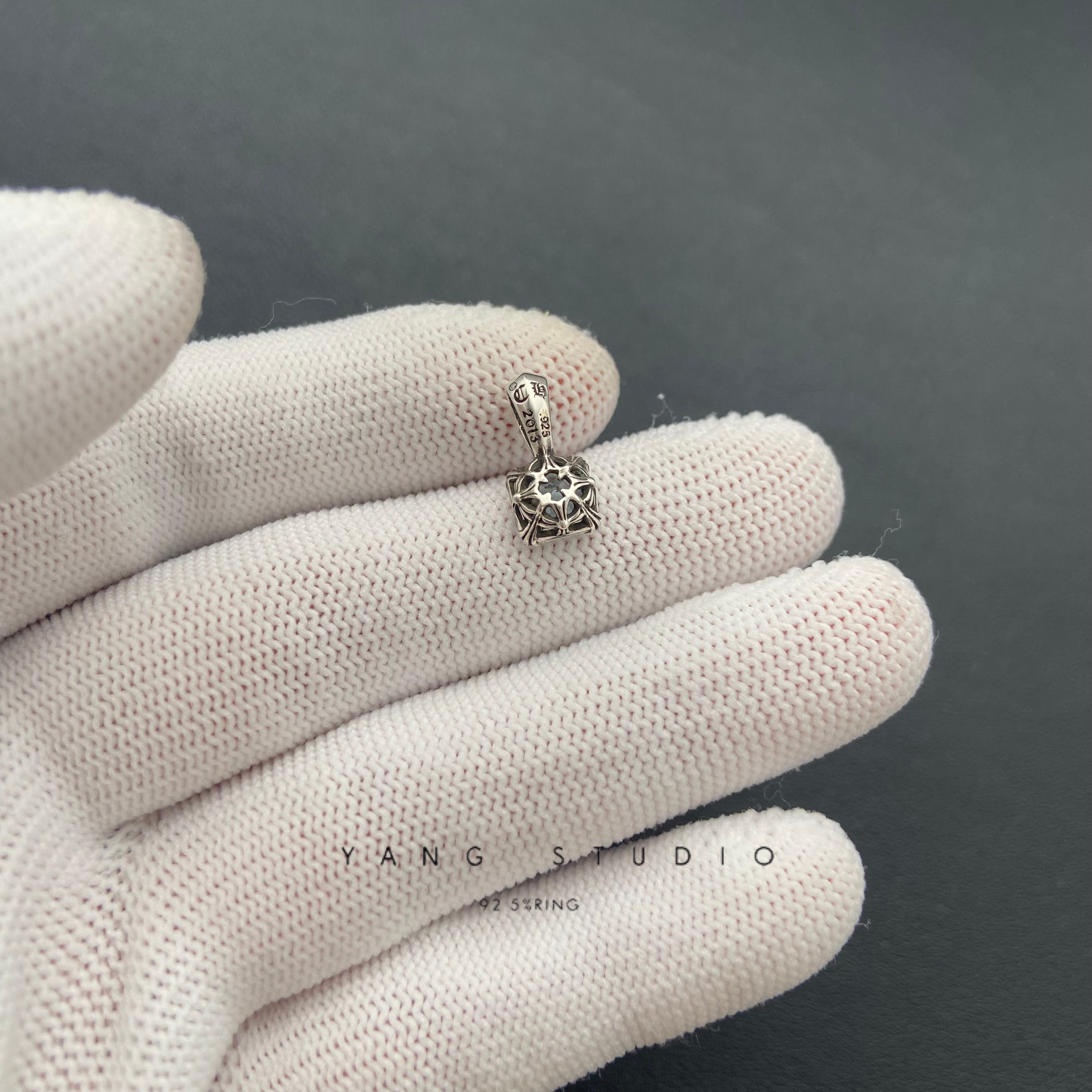 AQUAMARINE SUGAR CUBE CHARM PENDANT