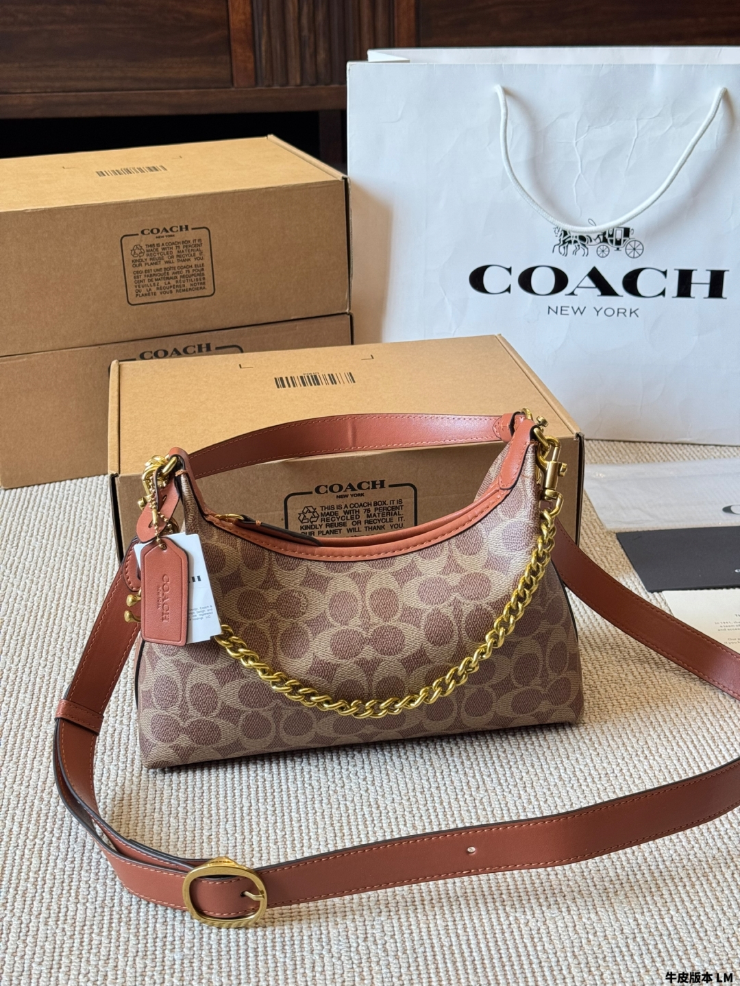 Coach Juliet hobo black waxed leather dumpling bag