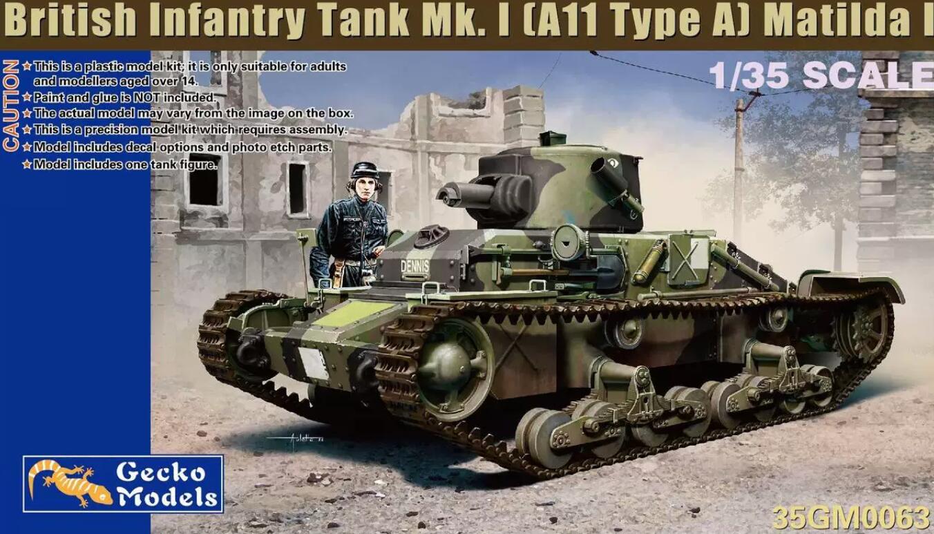 Gecko 35GM0063 British Infantry Tank Mk. I(A11 Type I) Matilda I Military Model