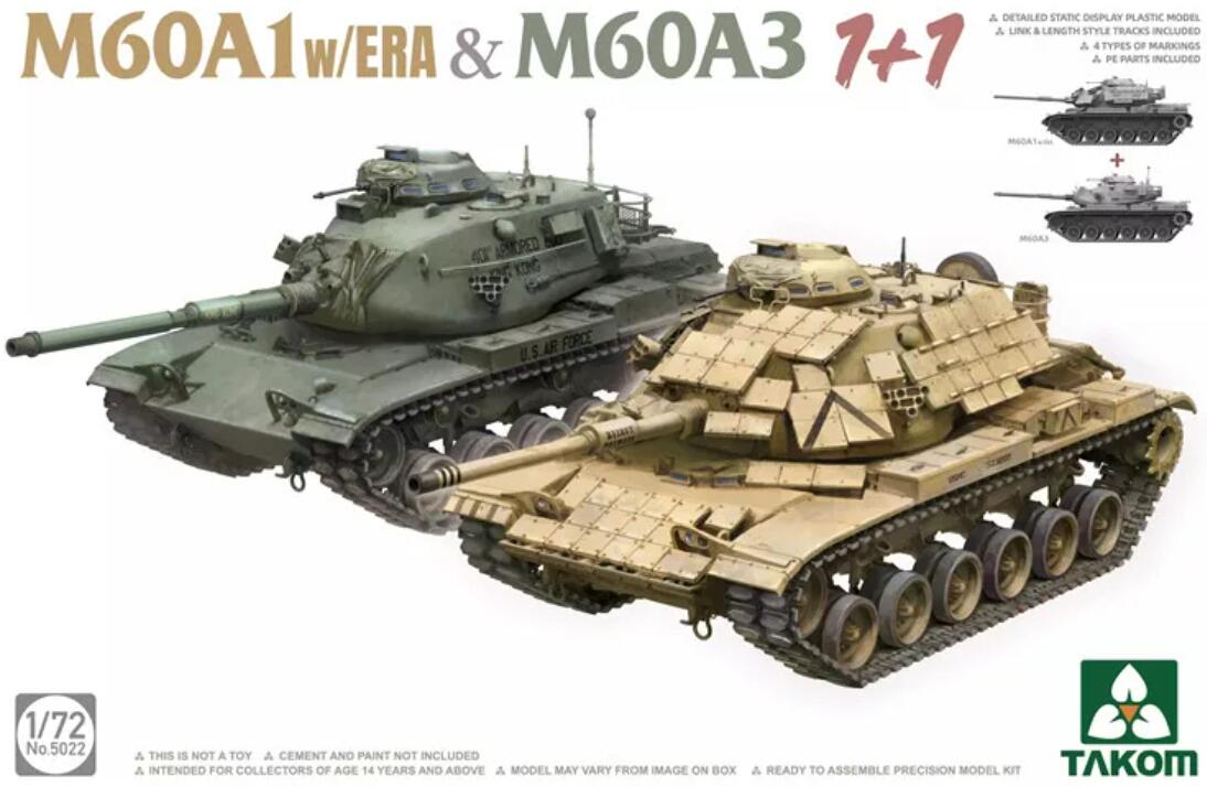 TAKOM 5022 1/72 Scale M60A1 w/ERA & M60A3 1+1 Model Kit