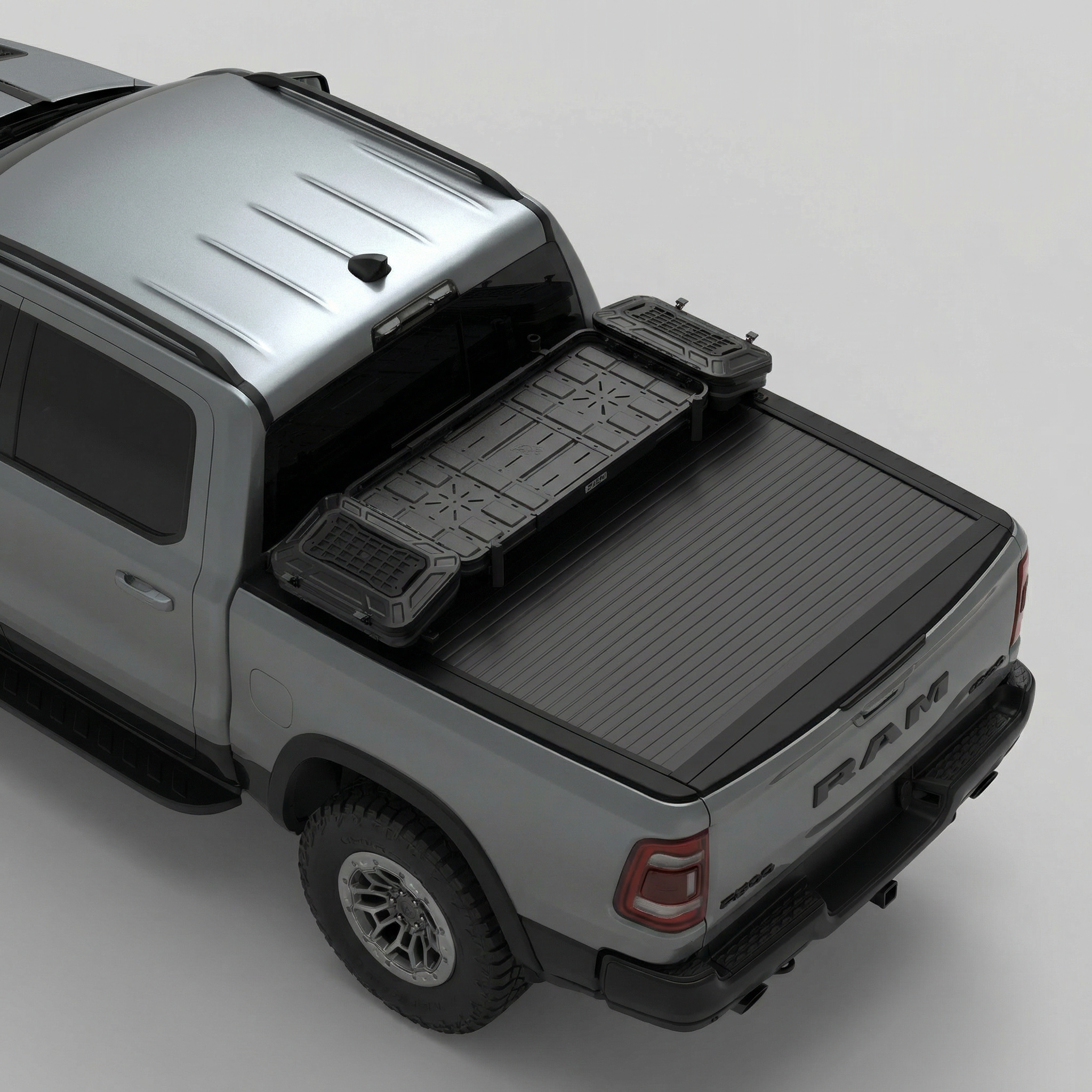 RAM 1500 Truck Bed Cargo Storage Rack - Trunk light Tool Box Tray Basket Lights on Tonneau Cover - JUSNDESIGN